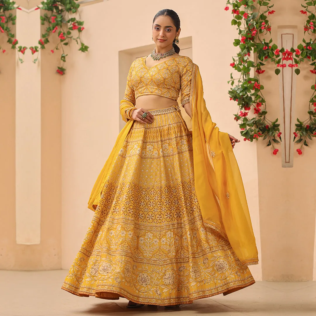 Sunrise Shimmer Yellow Lehenga Set