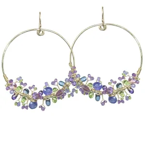Tanzanite Blue Topaz Amethyst and Peridot Earrings S106 by Calico Juno Designs, Bonnie Riconda