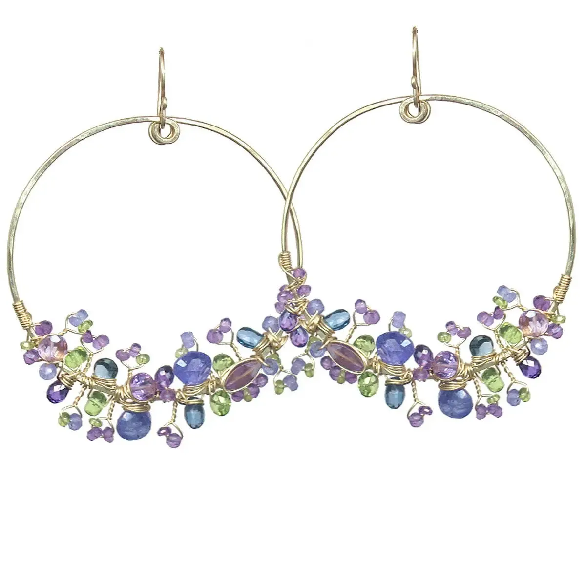Tanzanite Blue Topaz Amethyst and Peridot Earrings S106 by Calico Juno Designs, Bonnie Riconda