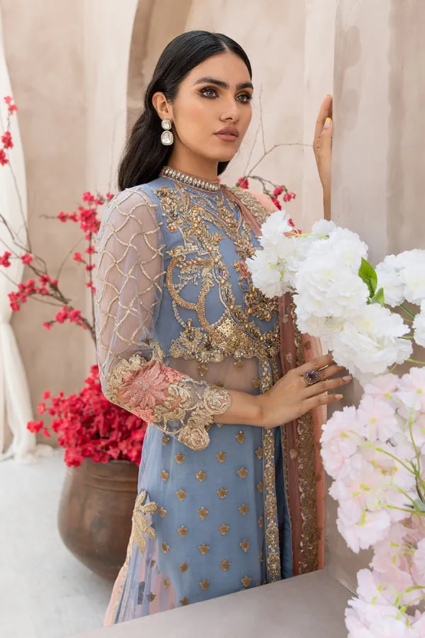 Teal Traditional Front Open Gown Pakistani Eid Dress
