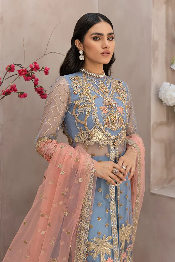 Teal Traditional Front Open Gown Pakistani Eid Dress