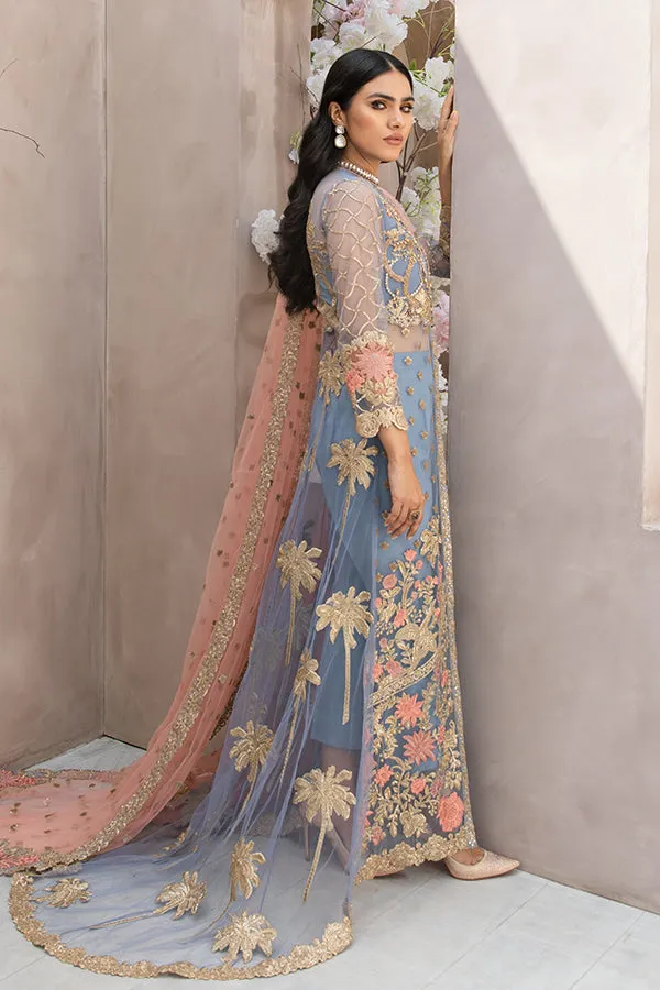 Teal Traditional Front Open Gown Pakistani Eid Dress