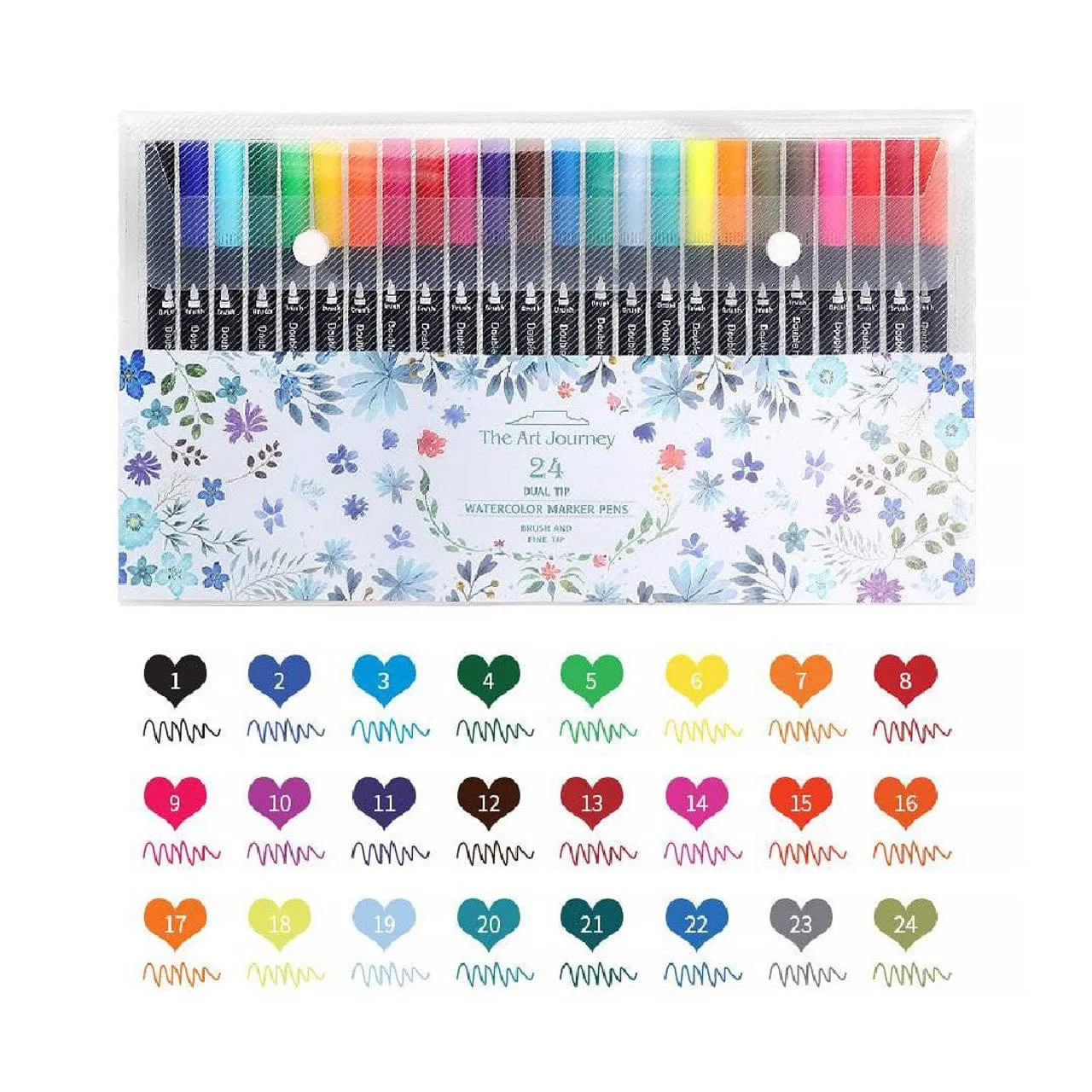 The Art Journey 24 Piece Double Head Waterproof Brush Pen ART002