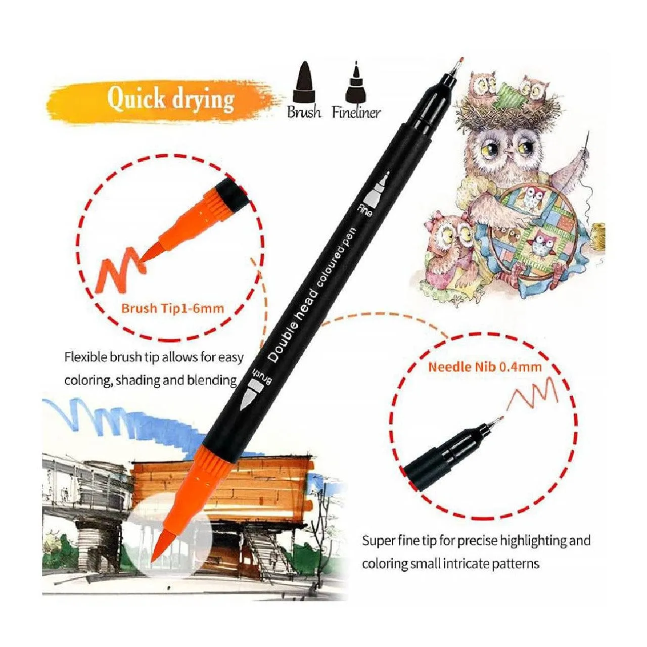 The Art Journey 24 Piece Double Head Waterproof Brush Pen ART002