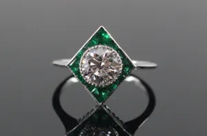 The Emery Emerald and Lab Grown Diamond Ring in 14K White Gold