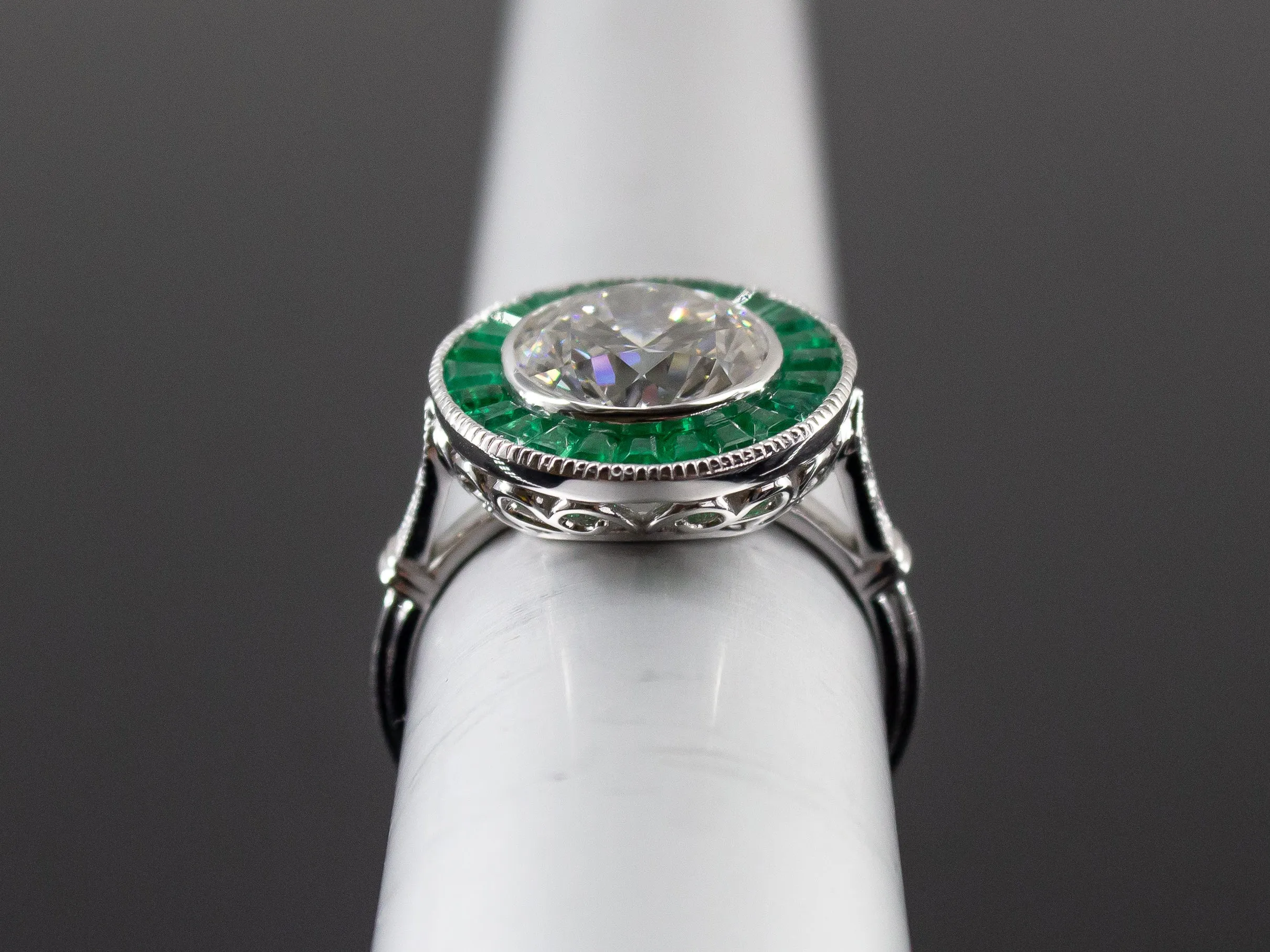 The Spring Point Emerald and Lab Grown Diamond Ring in 14K White Gold