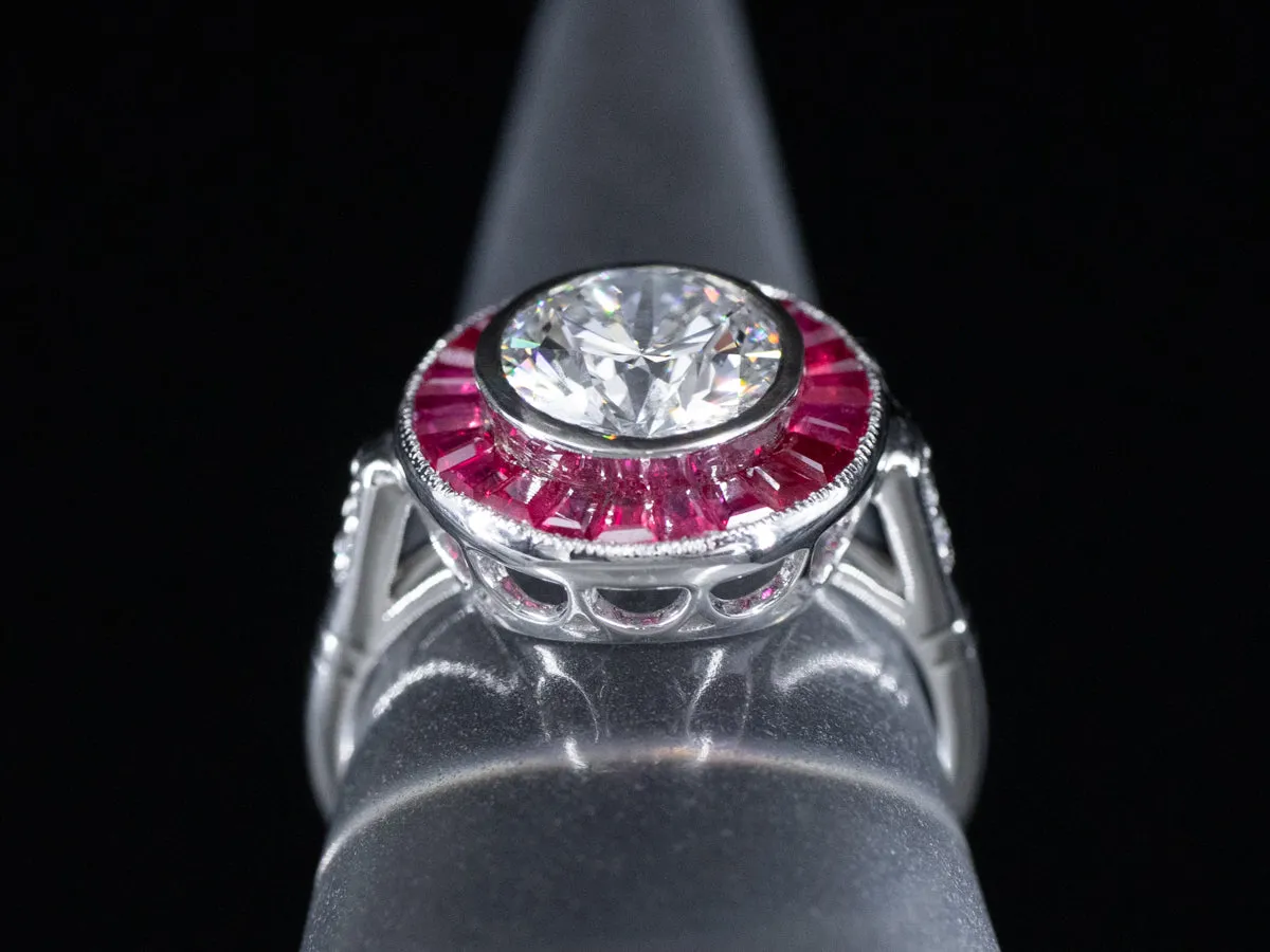 The Spring Point Ruby and Lab Grown Diamond Ring in 14K White Gold
