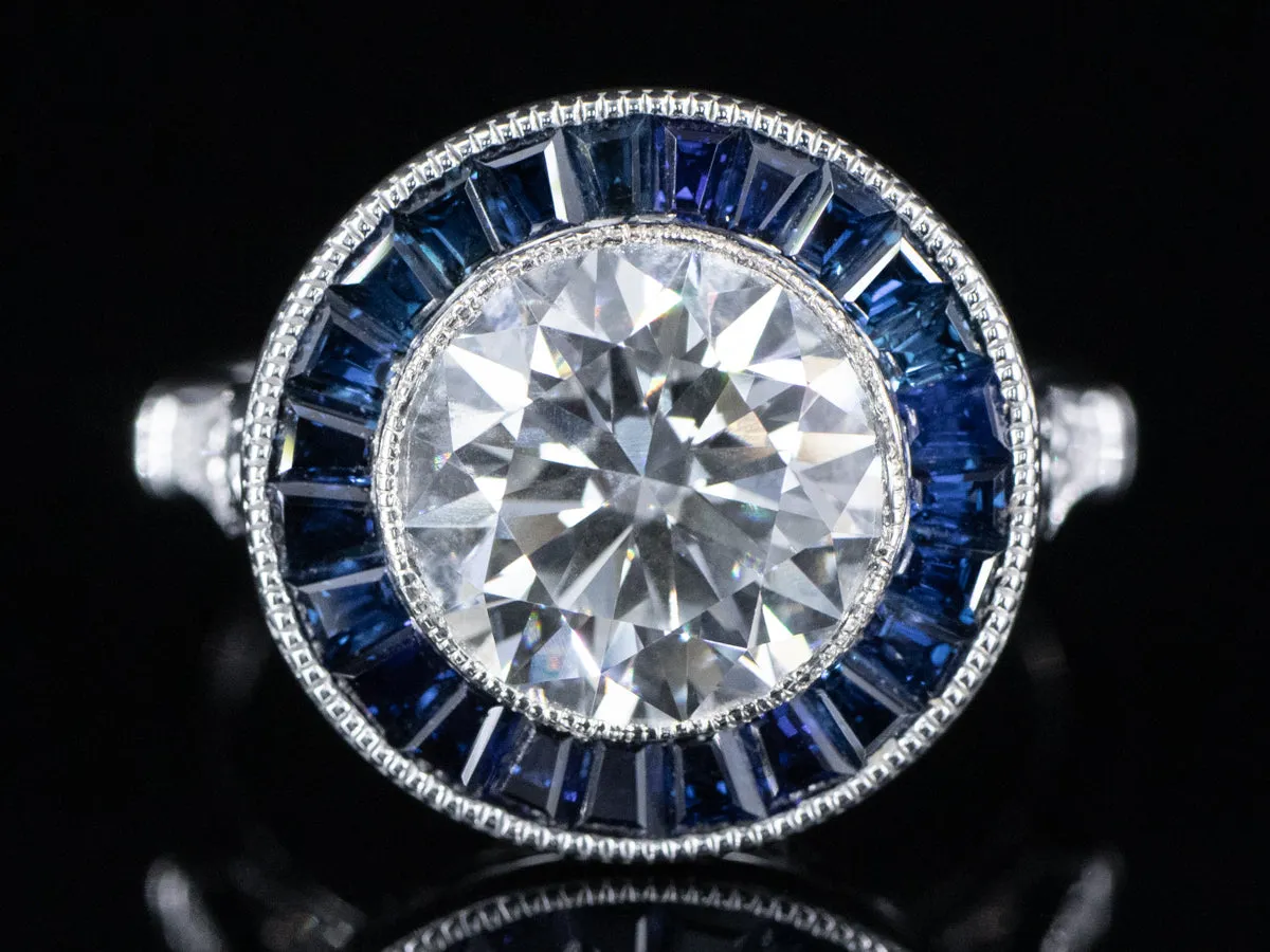 The Spring Point Sapphire and Lab Grown Diamond Ring in 14K White Gold