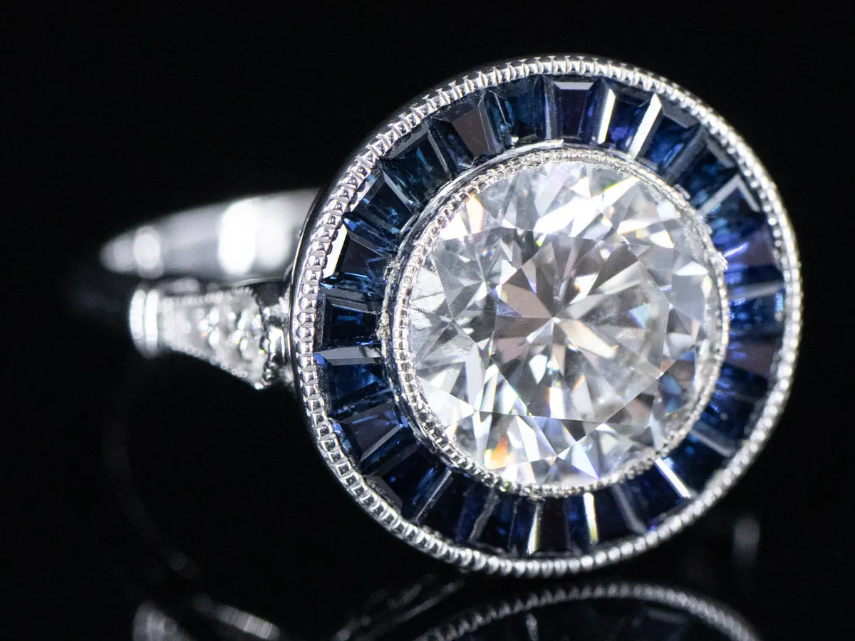 The Spring Point Sapphire and Lab Grown Diamond Ring in 14K White Gold
