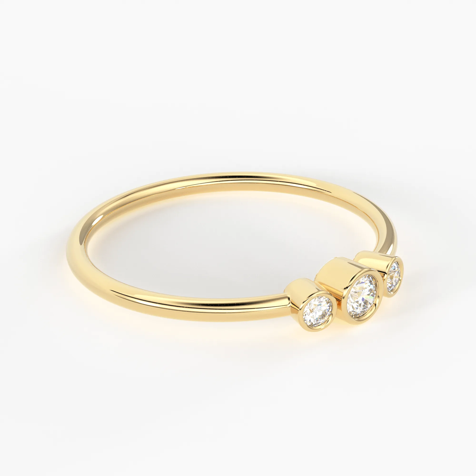 Three Stone Diamond Engagement Ring / 14k Gold Three Stone Round Brilliant Cut Diamond Engagement Ring / Dainty Three Stone Bezel Set Ring