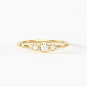 Three Stone Diamond Engagement Ring / 14k Gold Three Stone Round Brilliant Cut Diamond Engagement Ring / Dainty Three Stone Bezel Set Ring