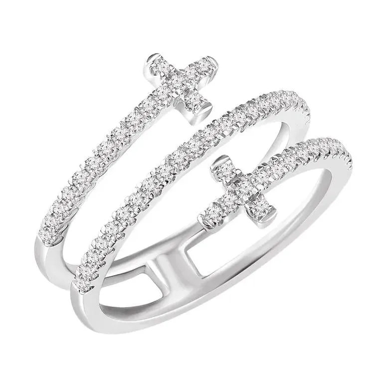 Three Tier Cross Diamond Ring