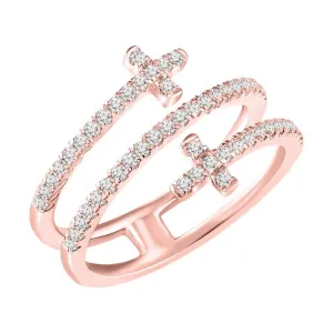 Three Tier Cross Diamond Ring