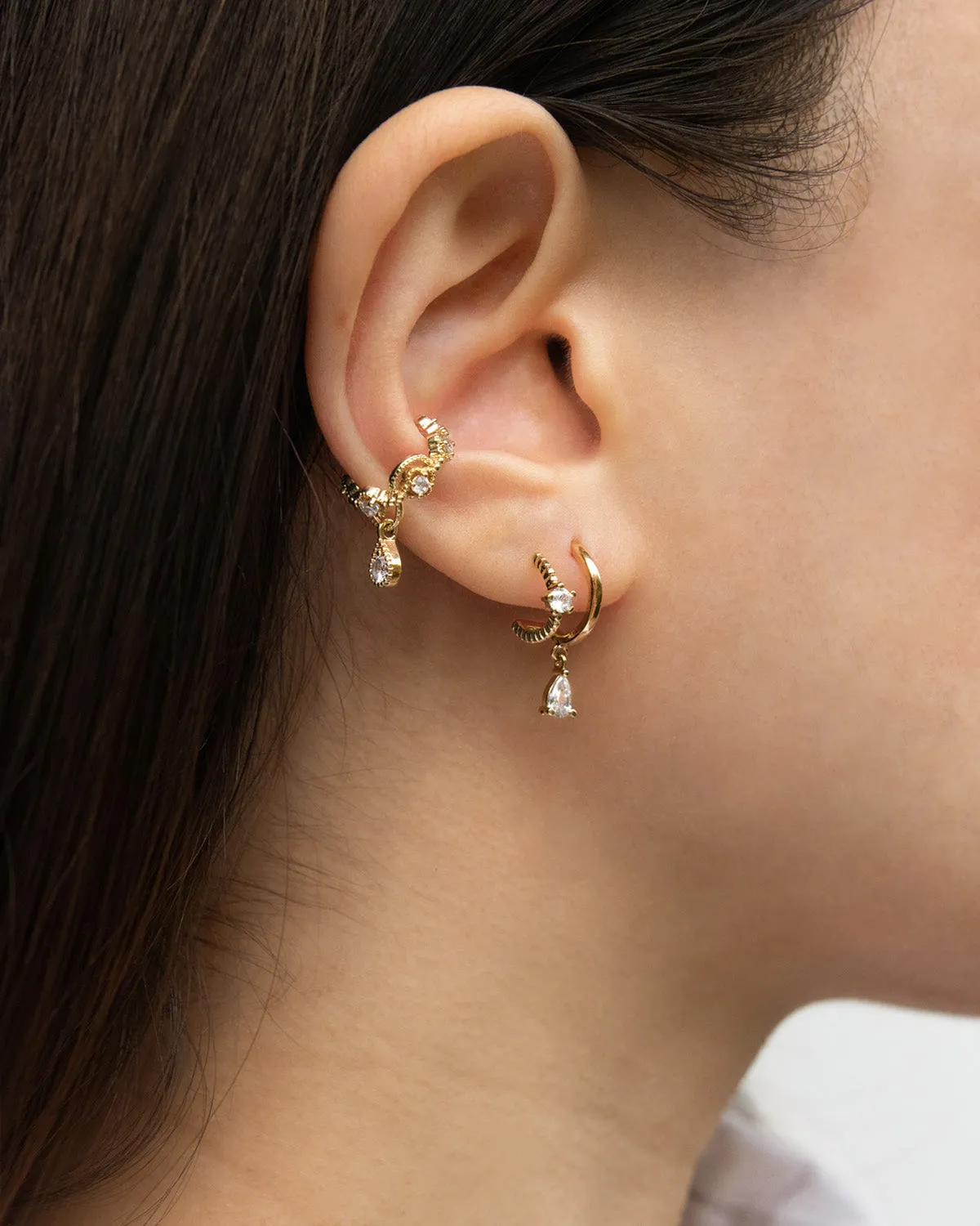 TIARA Teardrop Charm Ear Cuffs
