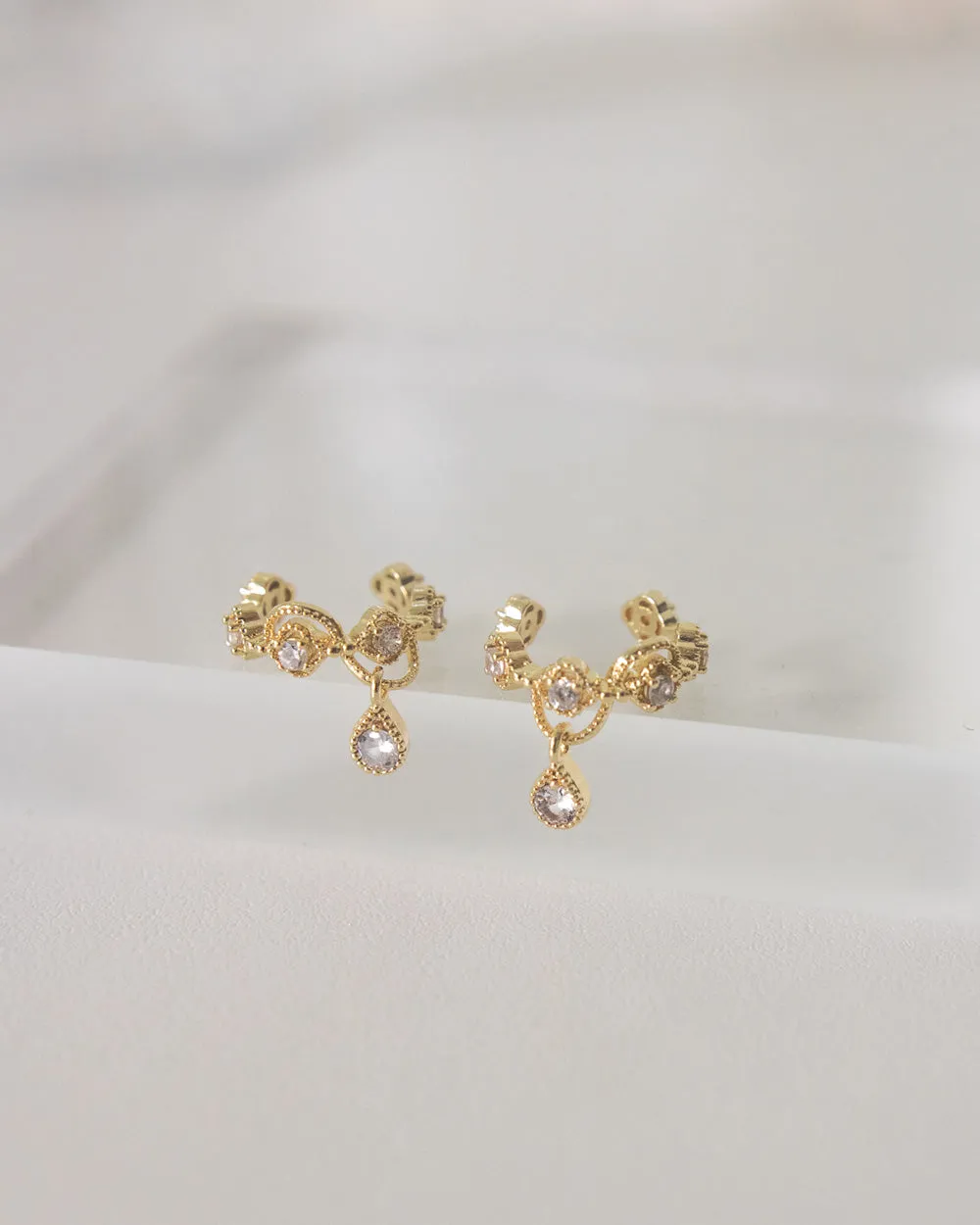 TIARA Teardrop Charm Ear Cuffs