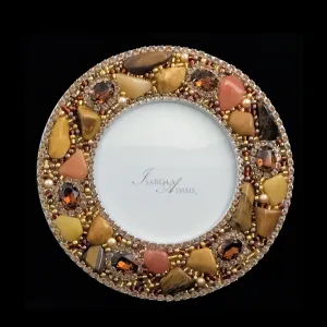 Tiger's Eye Gemstone Picture Frame Featuring Topaz Premium Crystal