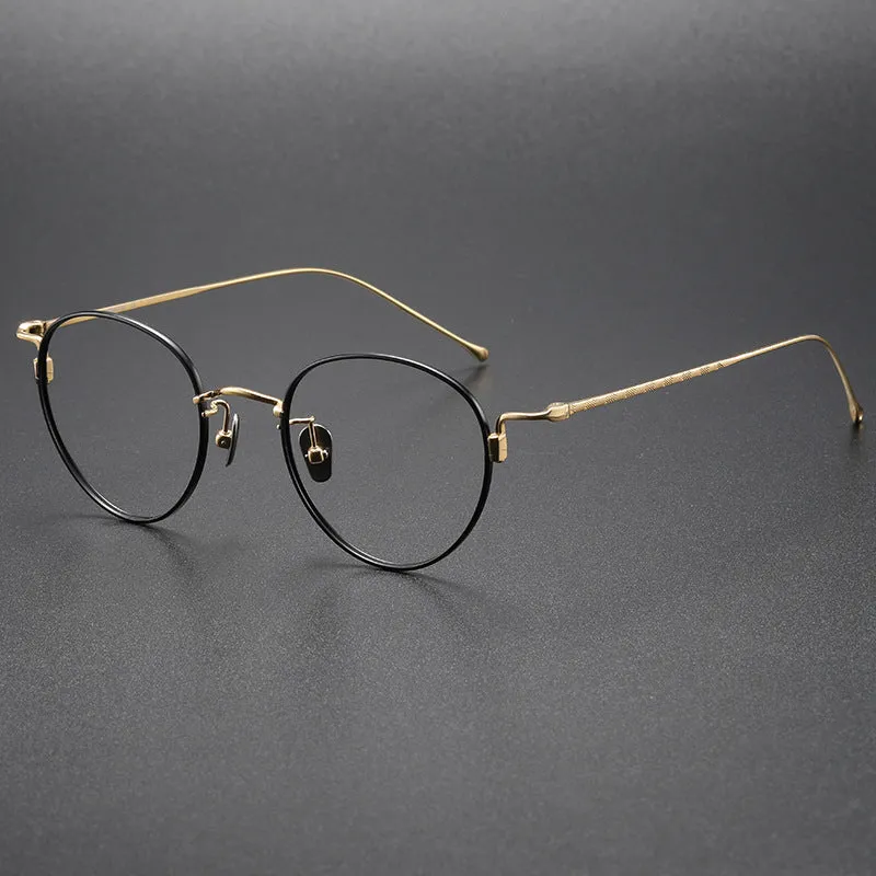 Titanium Vintage Oval Eyeglasses Frames 164