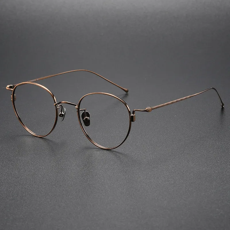 Titanium Vintage Oval Eyeglasses Frames 164