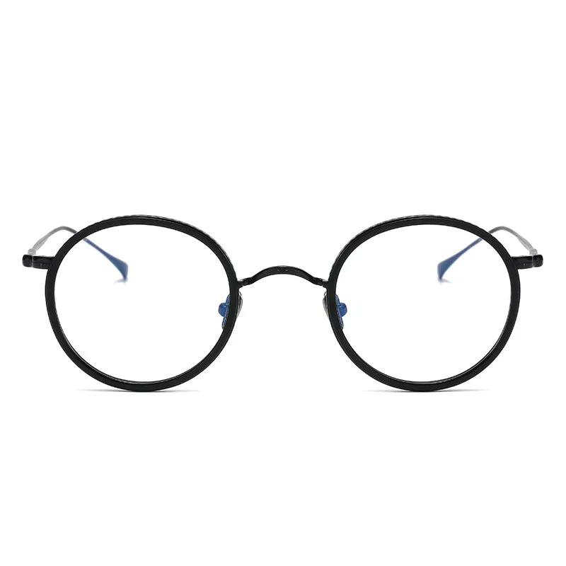 Titanium Vintage Round Eyeglasses Frames kmn139