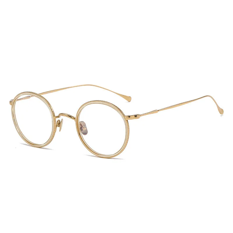 Titanium Vintage Round Eyeglasses Frames kmn139
