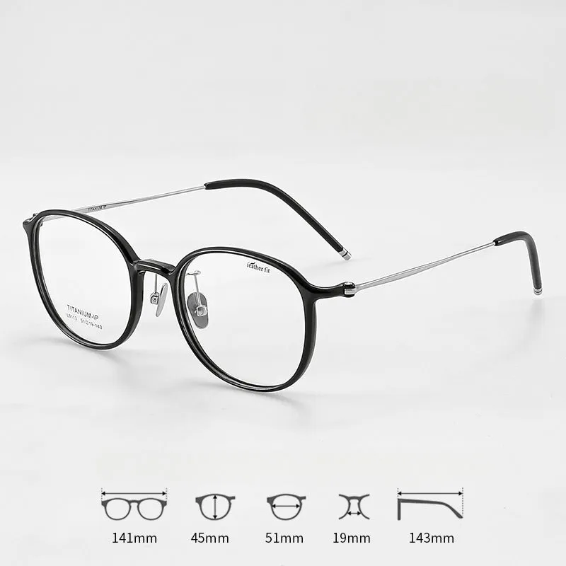 Titanium Vintage Round Eyeglasses Frames L9113