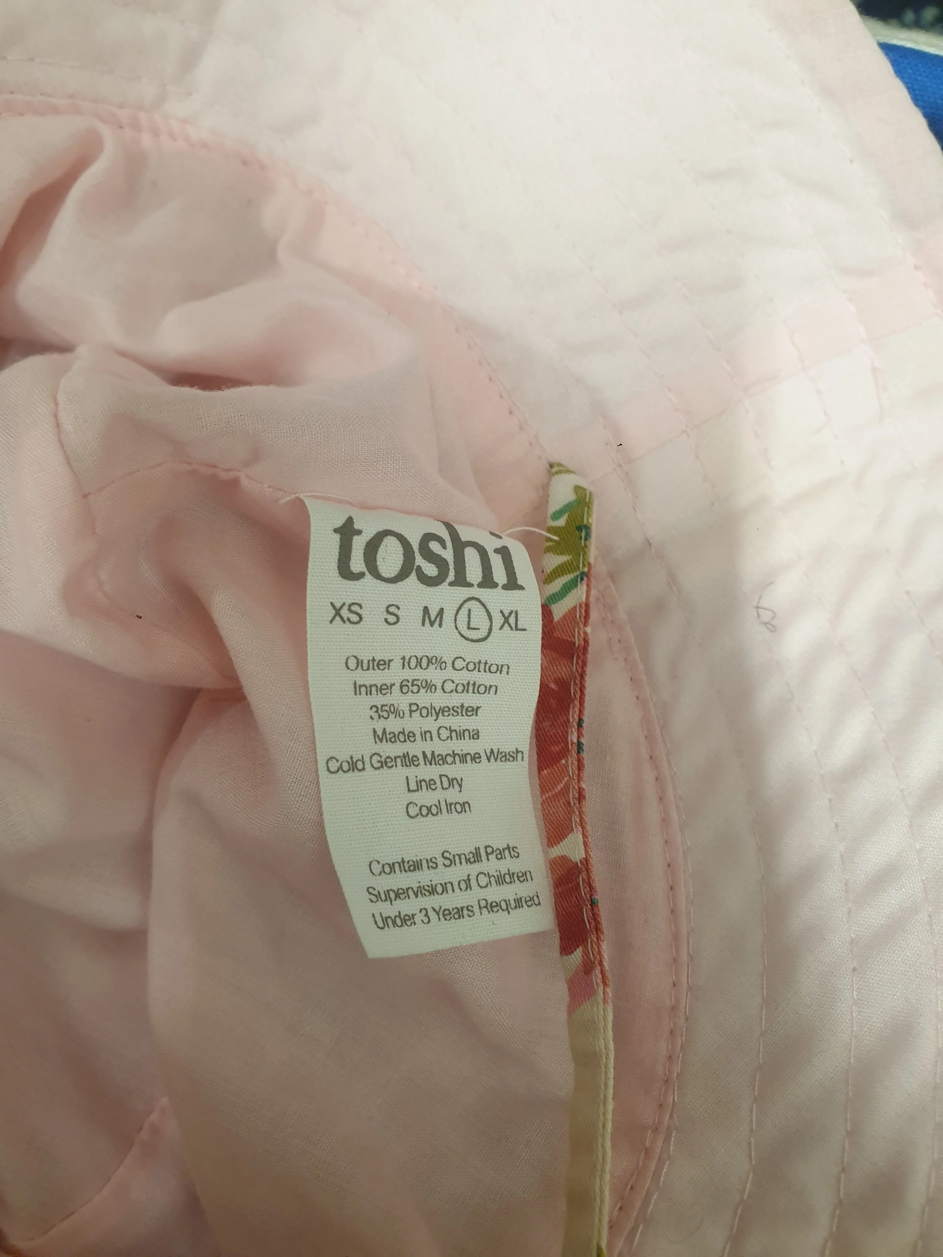 Toshi pink cotton hat size large child/S adult