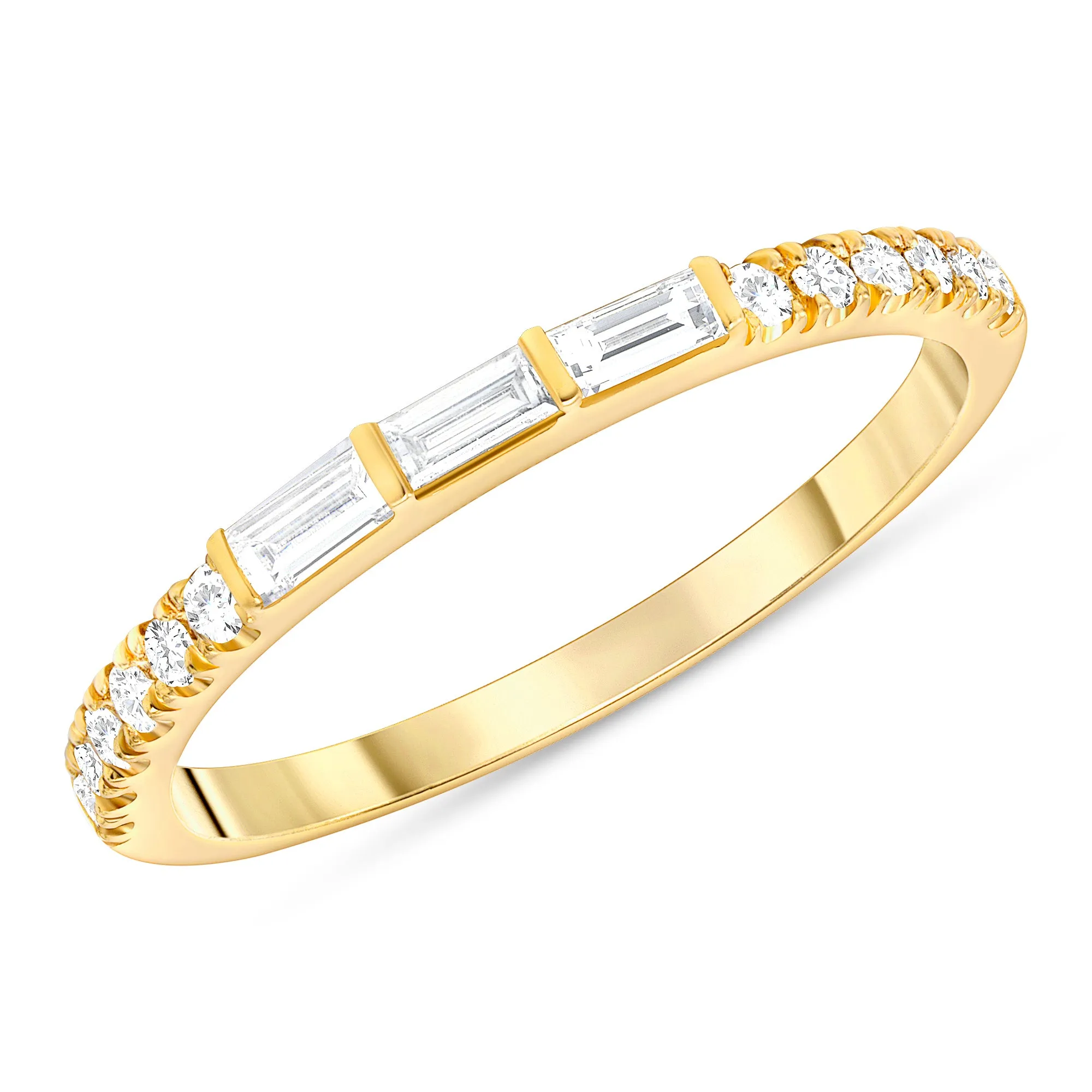 Trio Baguette & Round Diamond Ring