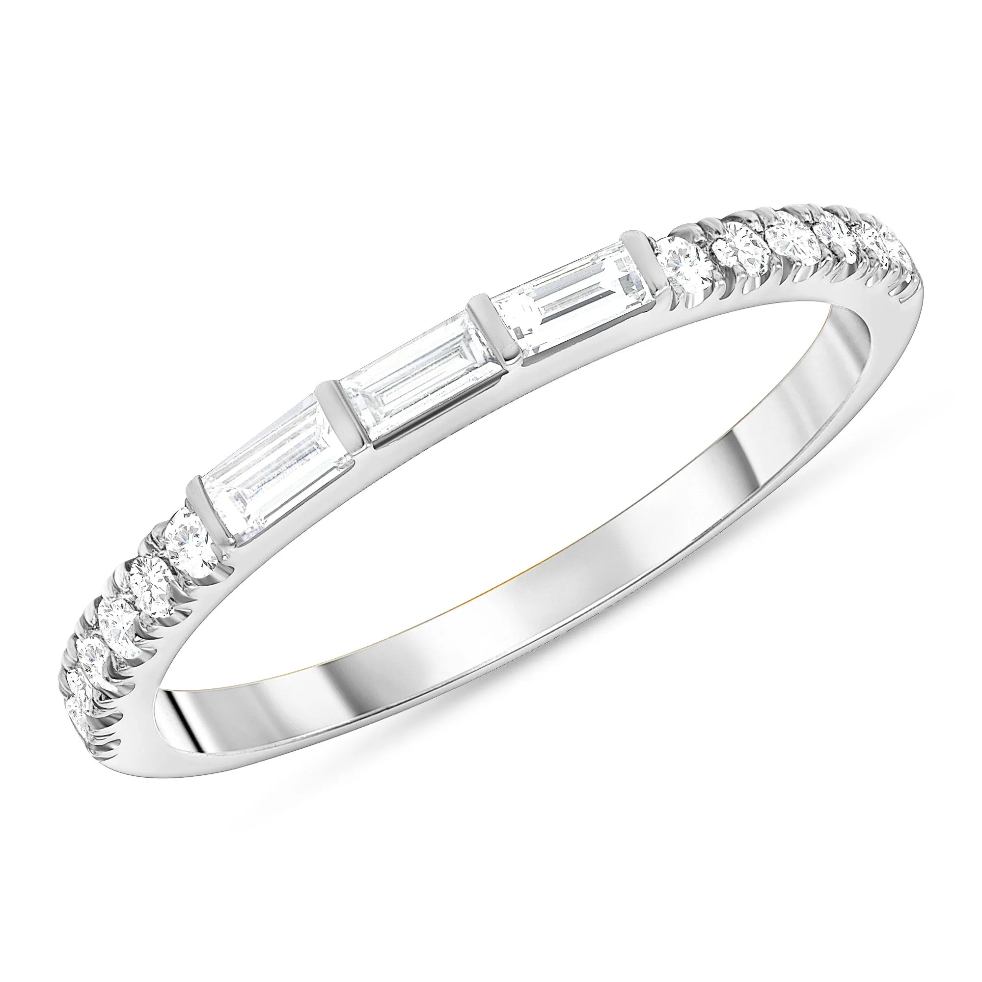 Trio Baguette & Round Diamond Ring