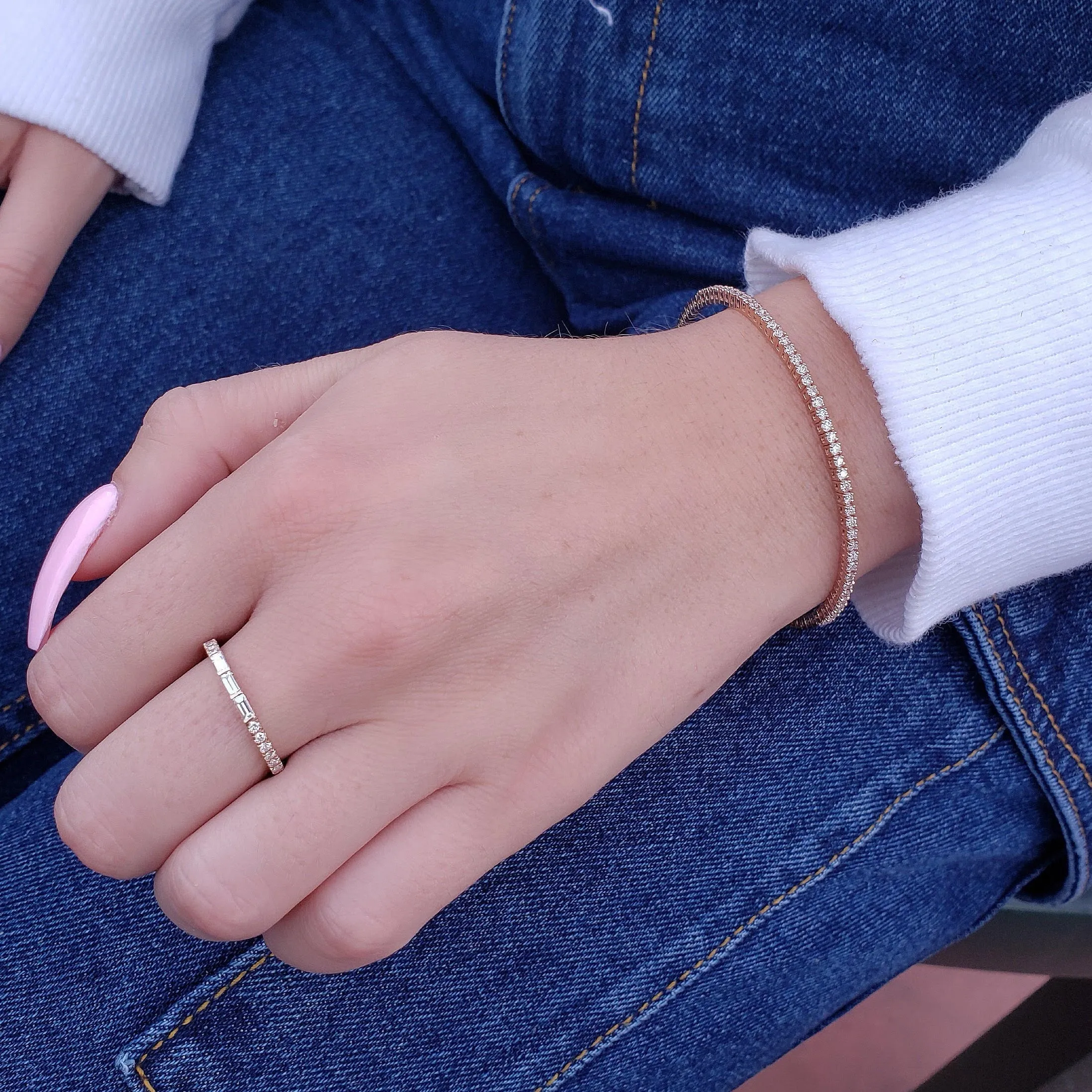 Trio Baguette & Round Diamond Ring