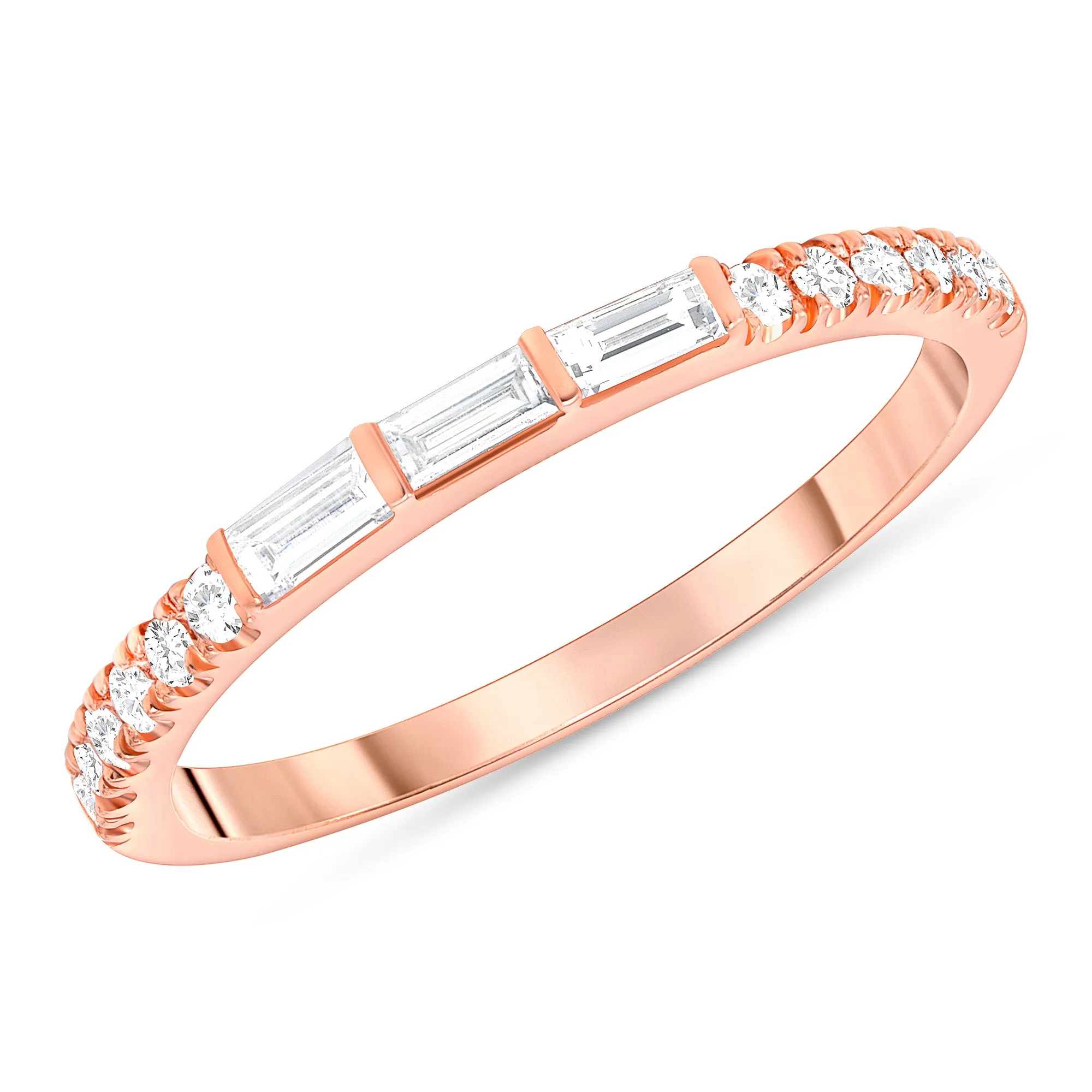 Trio Baguette & Round Diamond Ring