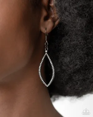 Twinkly Treat - Black - White Rhinestone Gunmetal Paparazzi Fishhook Earrings