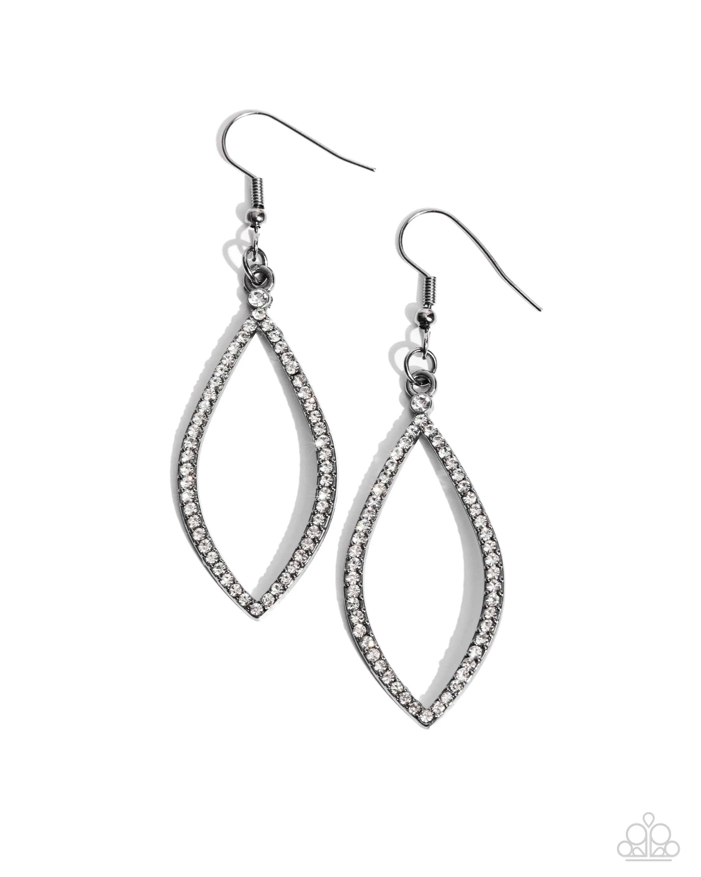 Twinkly Treat - Black - White Rhinestone Gunmetal Paparazzi Fishhook Earrings