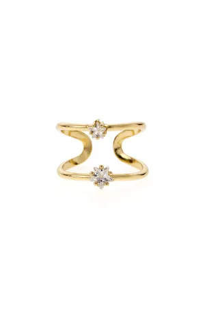 Two Point Crystal Constellation Ring