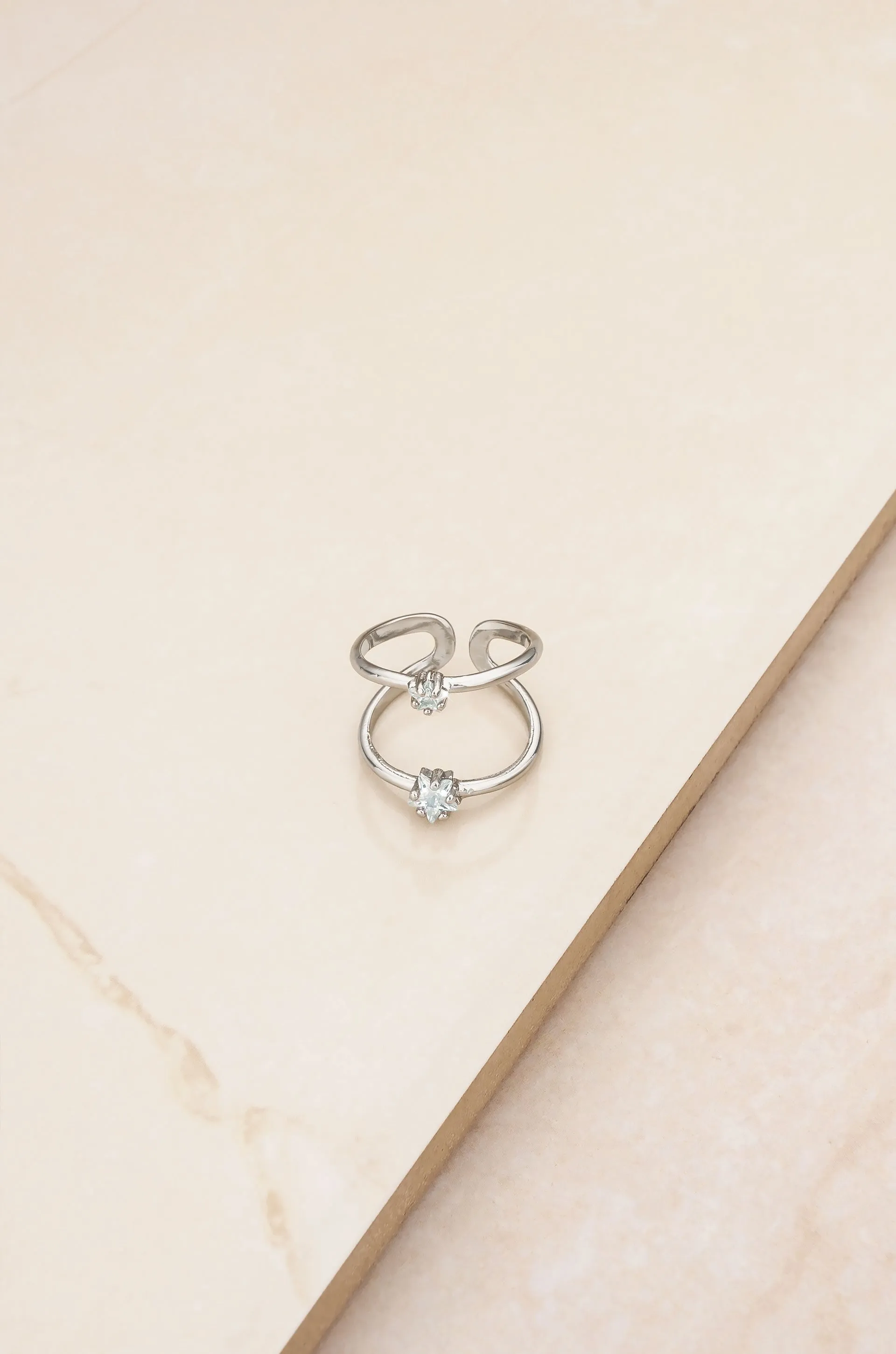 Two Point Crystal Constellation Ring