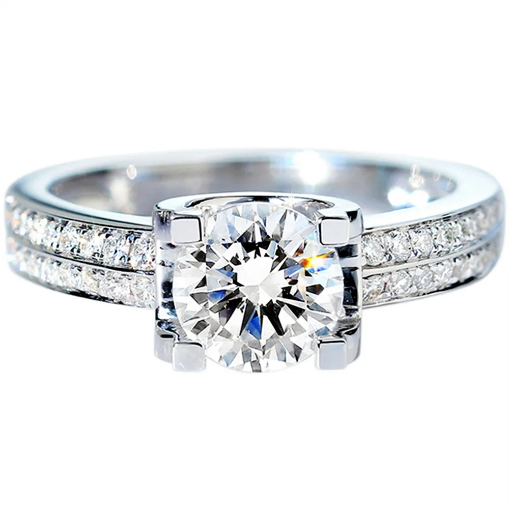 Two Row Pave Bull Head Lab-Grown Diamond Engagement Ring