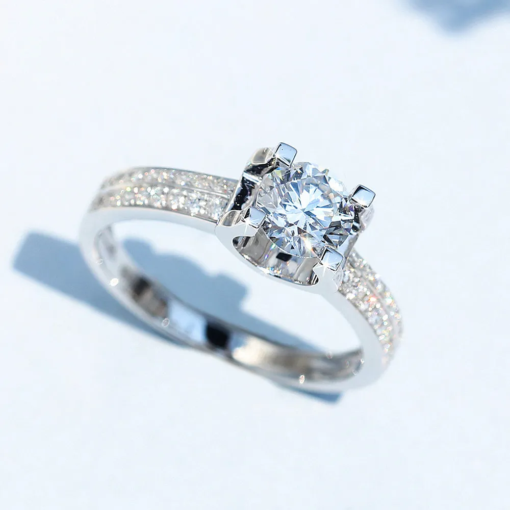Two Row Pave Bull Head Lab-Grown Diamond Engagement Ring