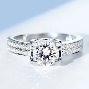 Two Row Pave Bull Head Lab-Grown Diamond Engagement Ring