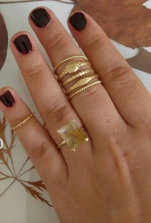 Ultra thin 14k gold dot ring, delicate gold ring for women, 14k gold stacking ring, gold baubble ring, connected dots ring, thin gold ring