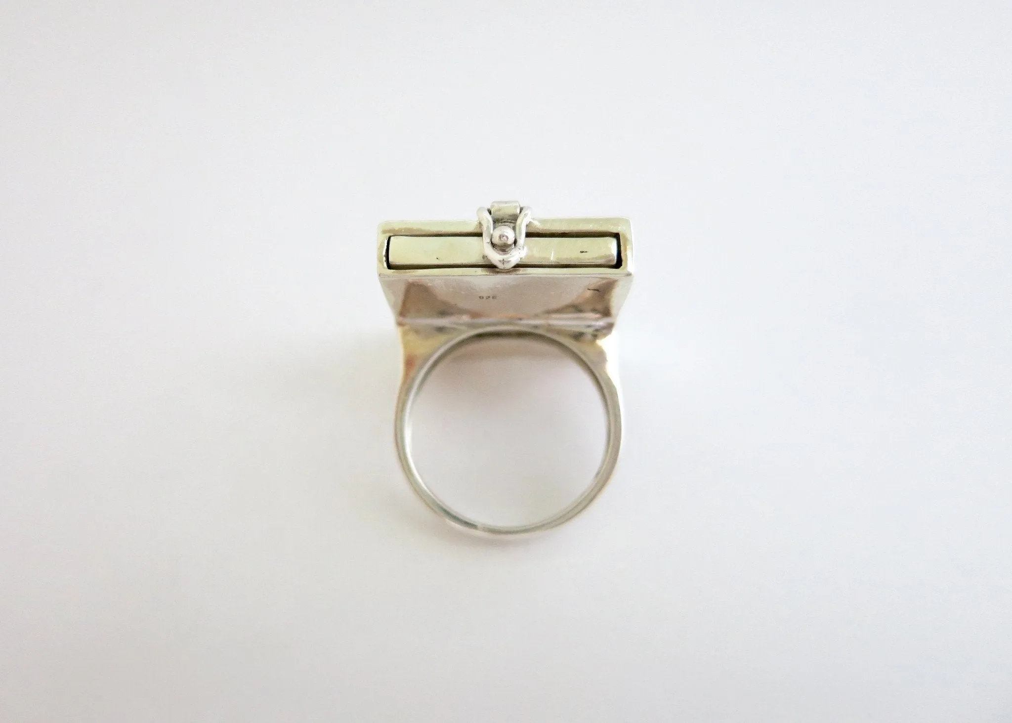 Unique, rectangular sterling silver drawer ring