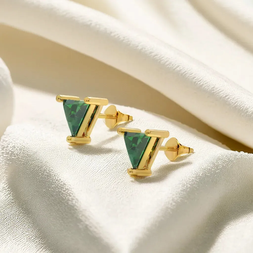 Verdant Tranquility Studs - Emerald  Earrings