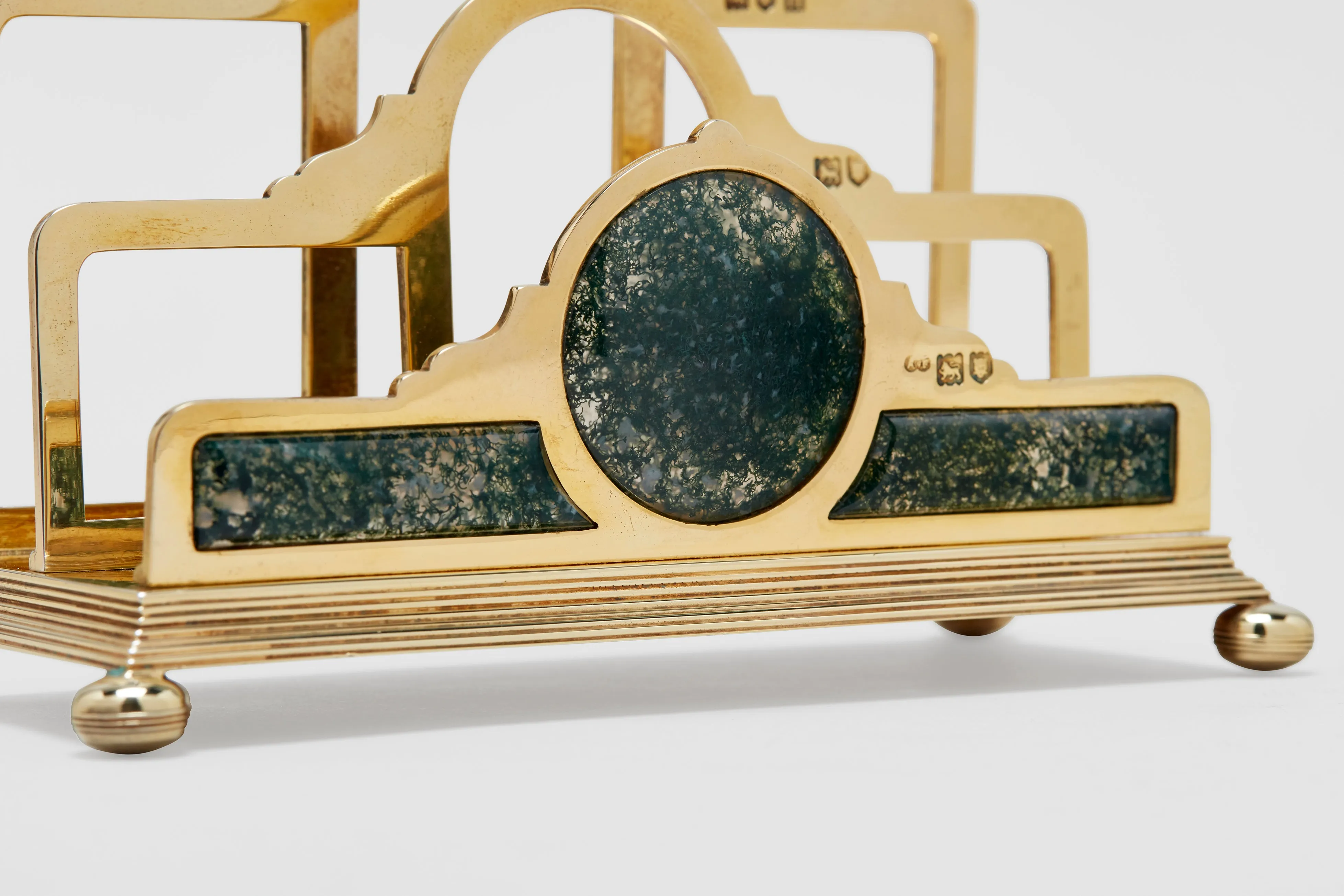 Vermeil Moss Agate Desk Set