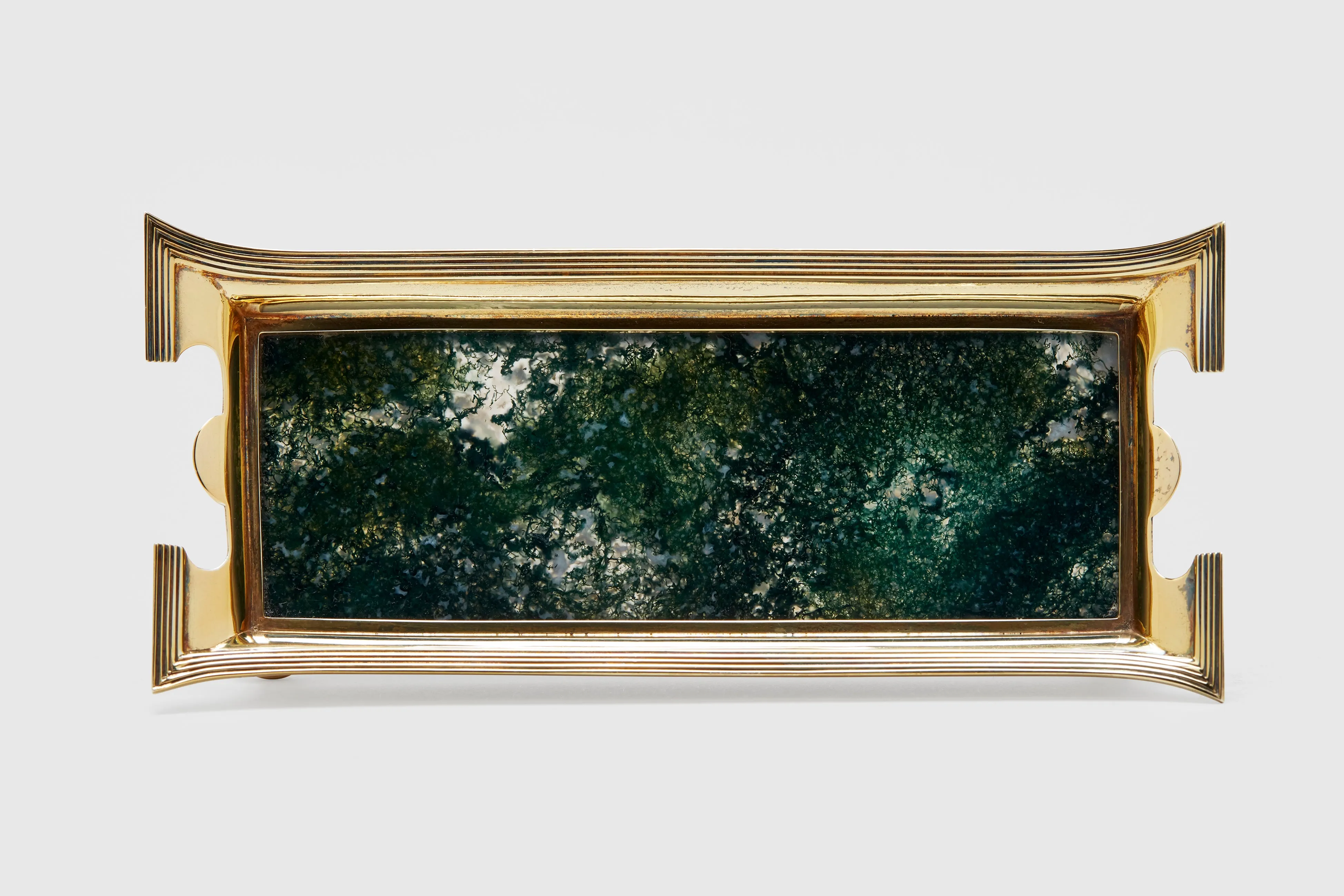 Vermeil Moss Agate Desk Set