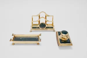 Vermeil Moss Agate Desk Set