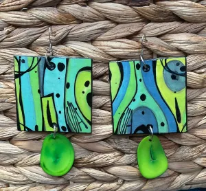 Via Wearable Art Earrings StaceyOcean Tones