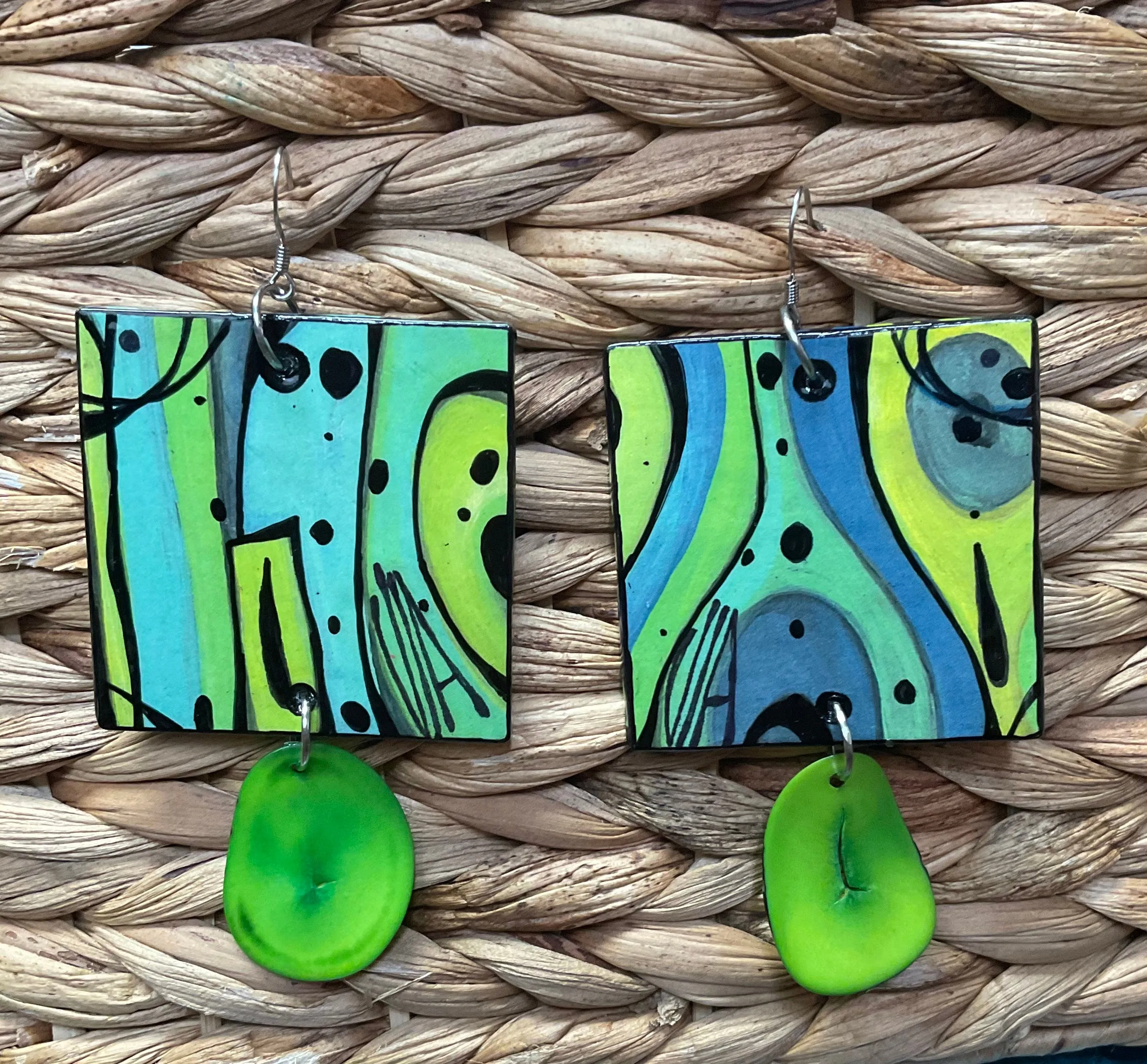 Via Wearable Art Earrings StaceyOcean Tones