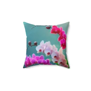 Vibrant Orchid Square Pillow – Floral Decor for Home & Office
