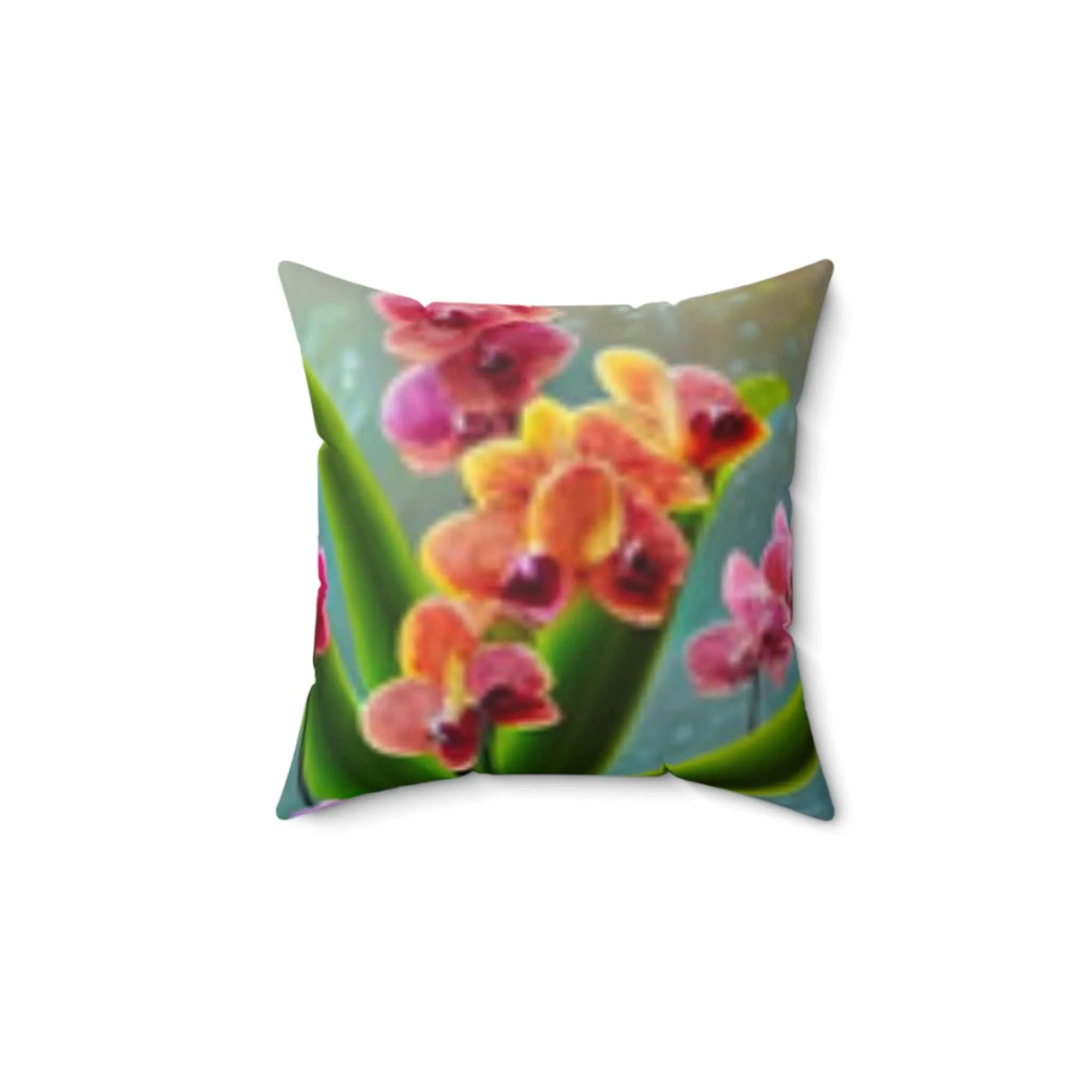 Vibrant Orchid Square Pillow – Floral Decor for Home & Office
