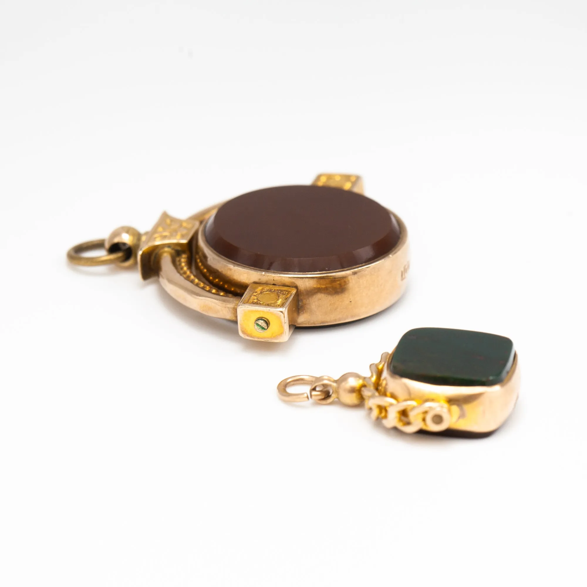 Victorian Bloodstone & Carnelian Fob Charm c. 1850s