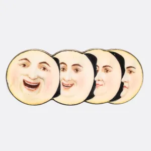 Victorian Enamel Man-In-The-Moon Brooch