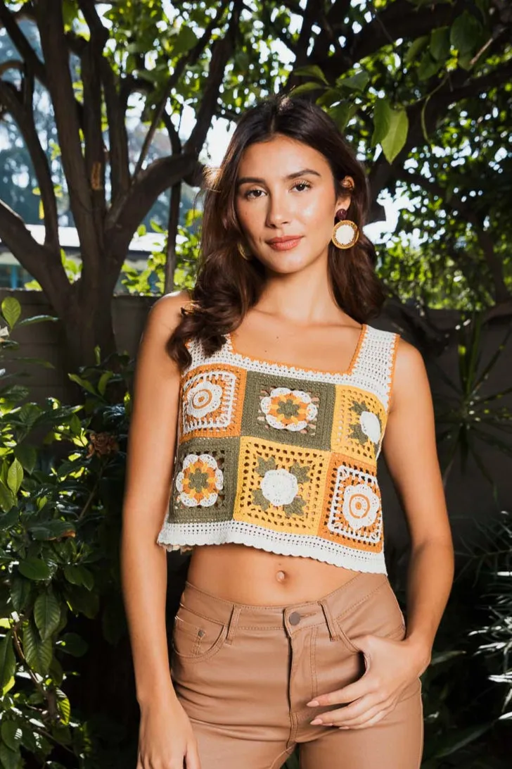 Vintage Bloom Crochet Crop Top